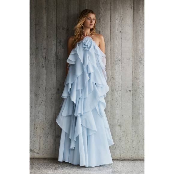 Aje Pandorea Layered Maxi Dress Silver Blue US 4 - Picture 1 of 8